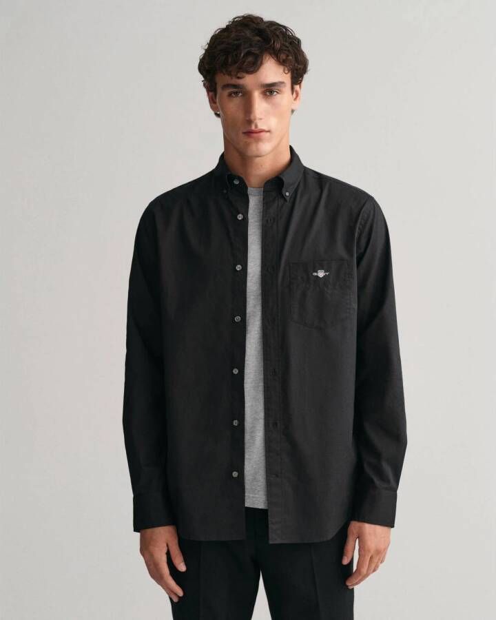 GANT regular fit overhemd met logo en borduursels black