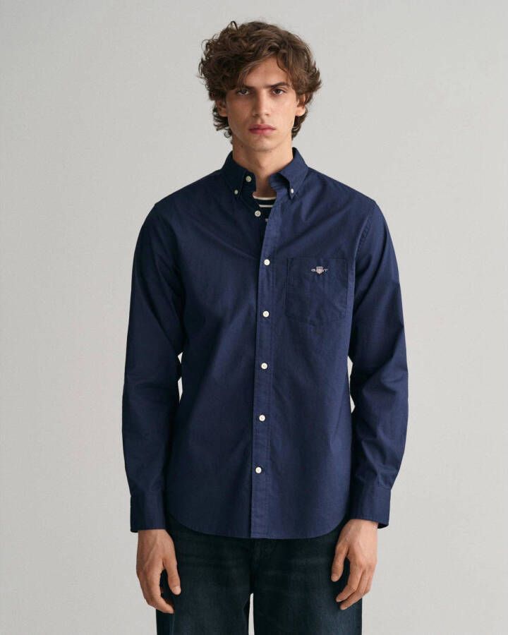 Gant Overhemd met lange mouwen Regular fit poplin overhemd licht slijtvast easy care
