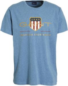 GANT regular fit T-shirt met logo denim blue melange