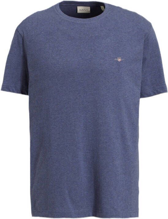 GANT regular fit T-shirt met logo en borduursels dark jeans blue melange