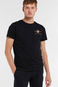 Gant Geborduurd T-shirt Archive Shield Zwart Heren