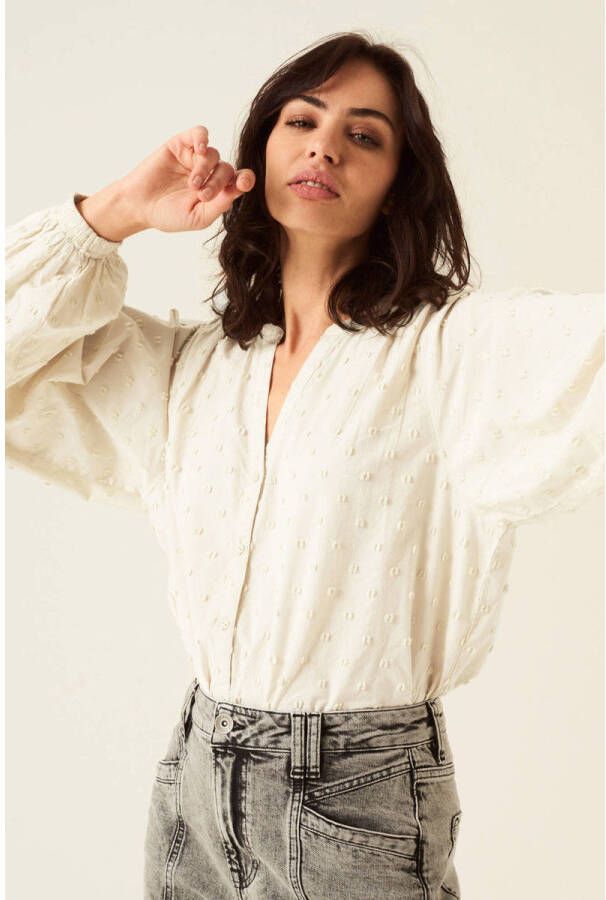 Garcia blouse met textuur ecru