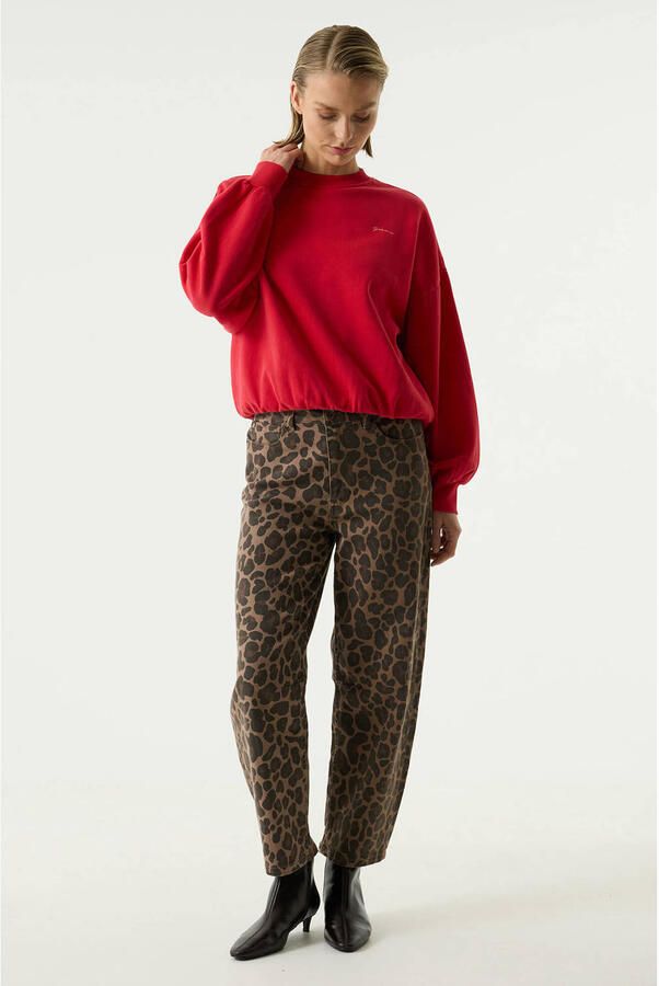 Garcia barrel jeans met panterprint bruin