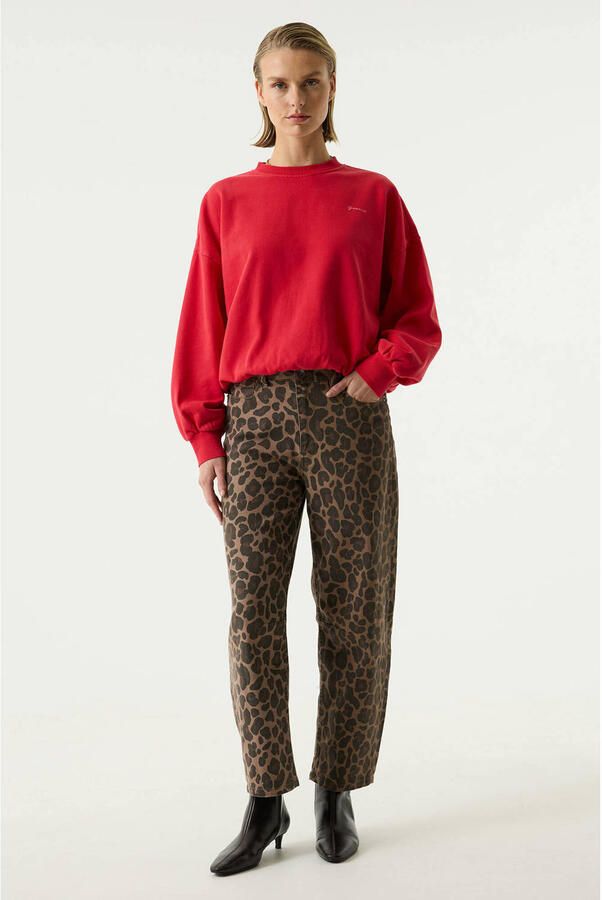 Garcia barrel jeans met panterprint bruin - Foto 3