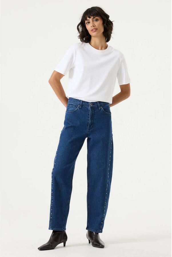 Garcia barrel jeans met studs donkerblauw - Foto 3