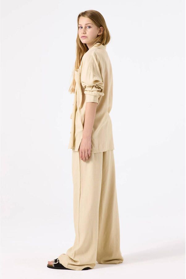 Garcia Regular fit overhemd met kentkraag en linnen