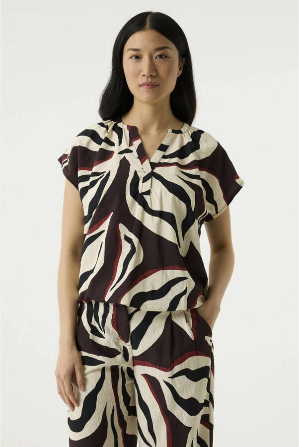 Garcia blousetop met print bruin