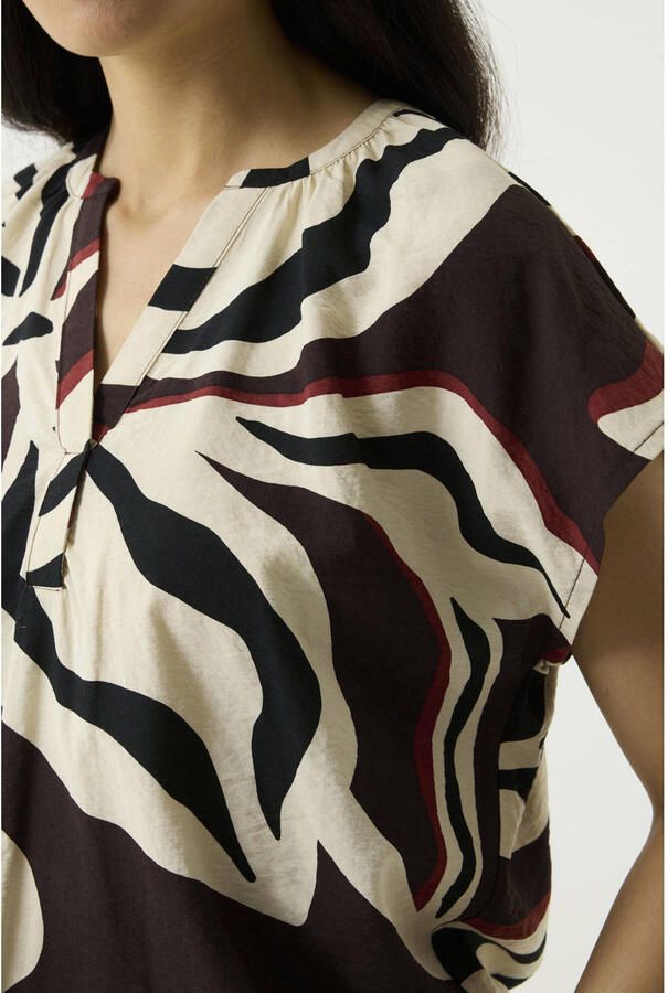 Garcia blousetop met print bruin - Foto 2