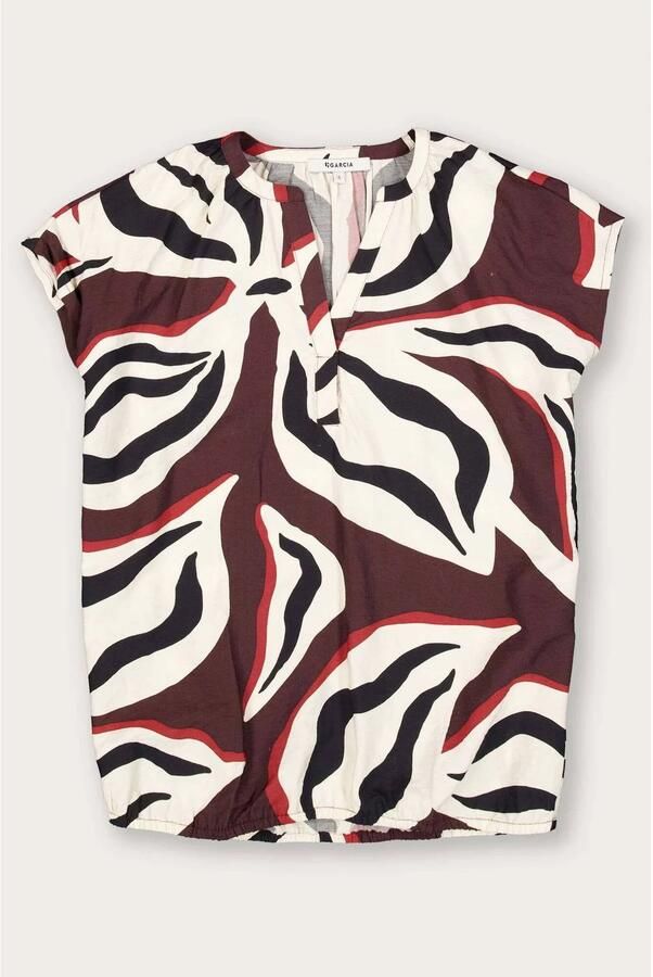 Garcia blousetop met print bruin - Foto 3