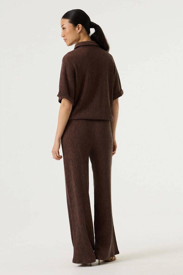 Garcia bootcut regular waist casual broek donkerbruin met textuur - Foto 2