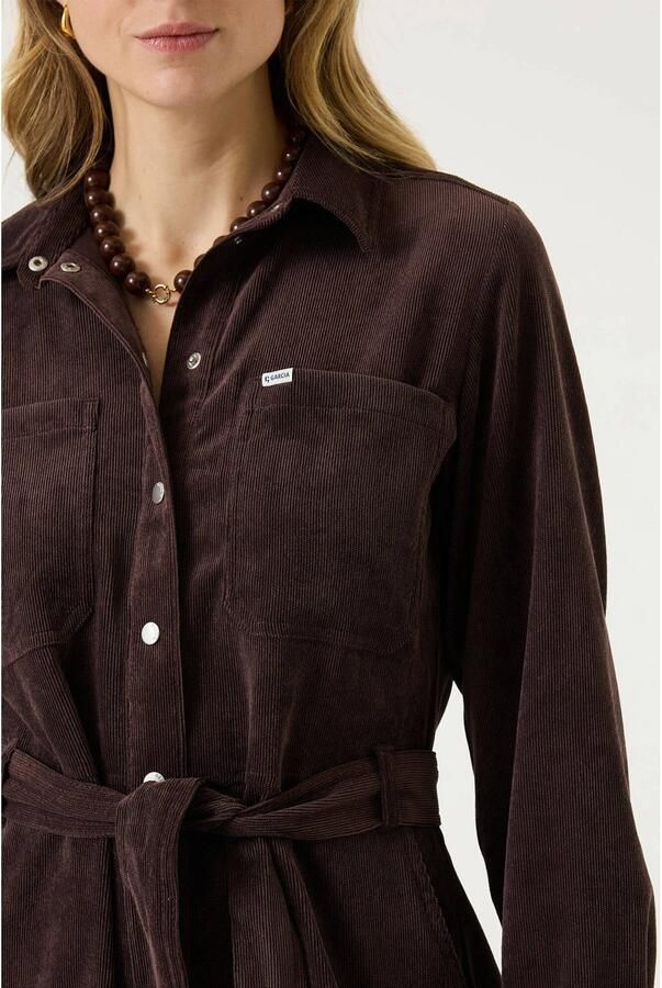 Garcia corduroy jurk met ceintuur bruin - Foto 2