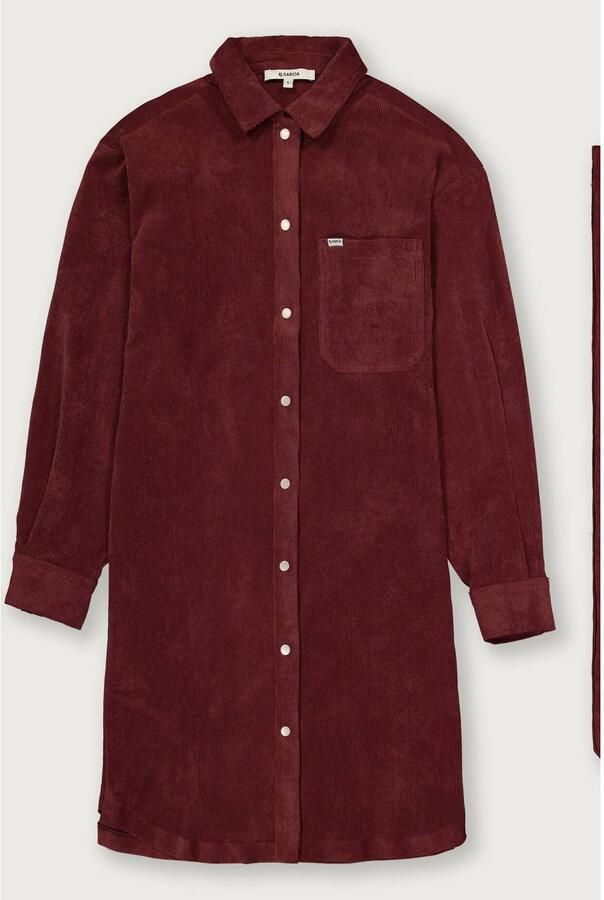 Garcia corduroy mini blousejurk met ceintuur donkerrood - Foto 2