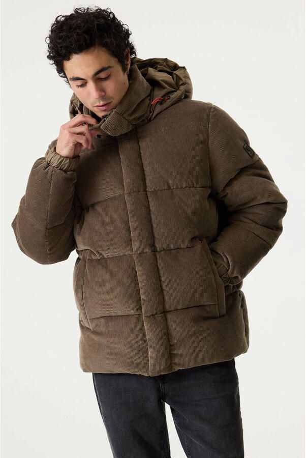 Garcia corduroy pufferjas taupe