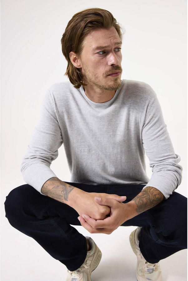 Garcia Trui met ronde hals in gemêleerde look