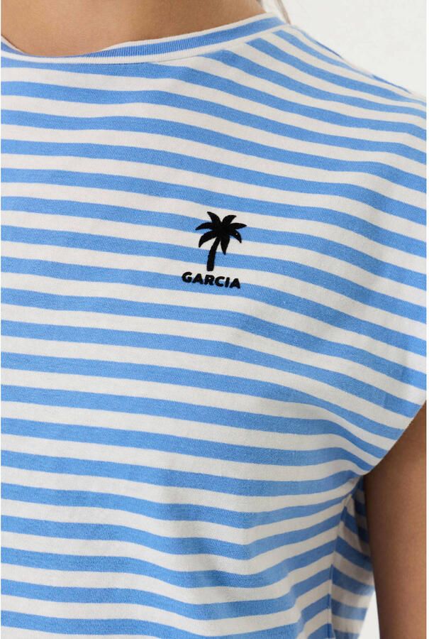 Garcia gestreept T-shirt blauw - Foto 2