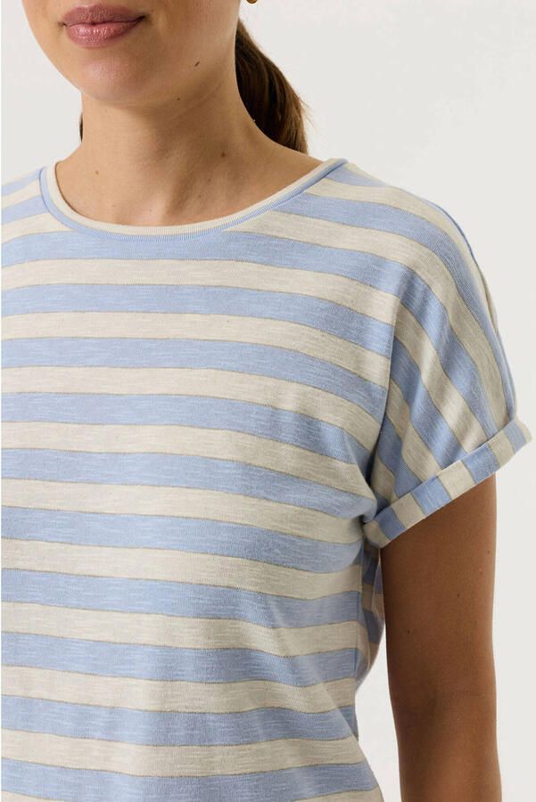 Garcia gestreept T-shirt met lurex lichtblauw - Foto 2