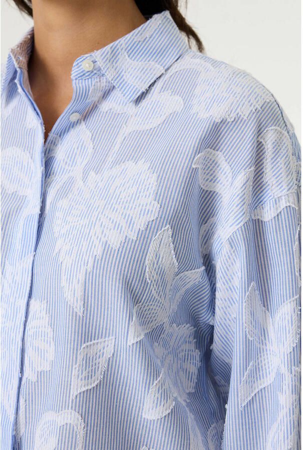 Garcia gestreepte gebloemde blouse blauw - Foto 2