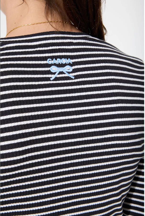 Garcia gestreepte longsleeve zwart rib gebreid - Foto 2
