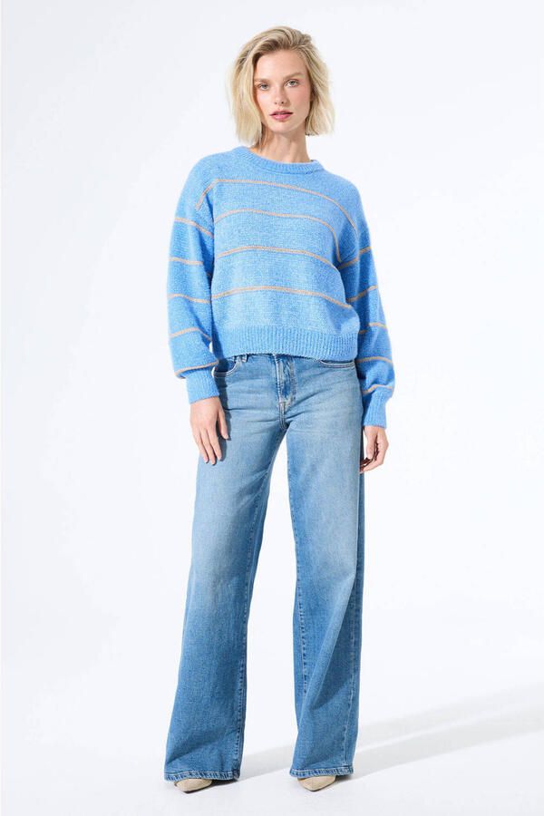 Garcia gestreepte pullover blauw met lurex - Foto 1