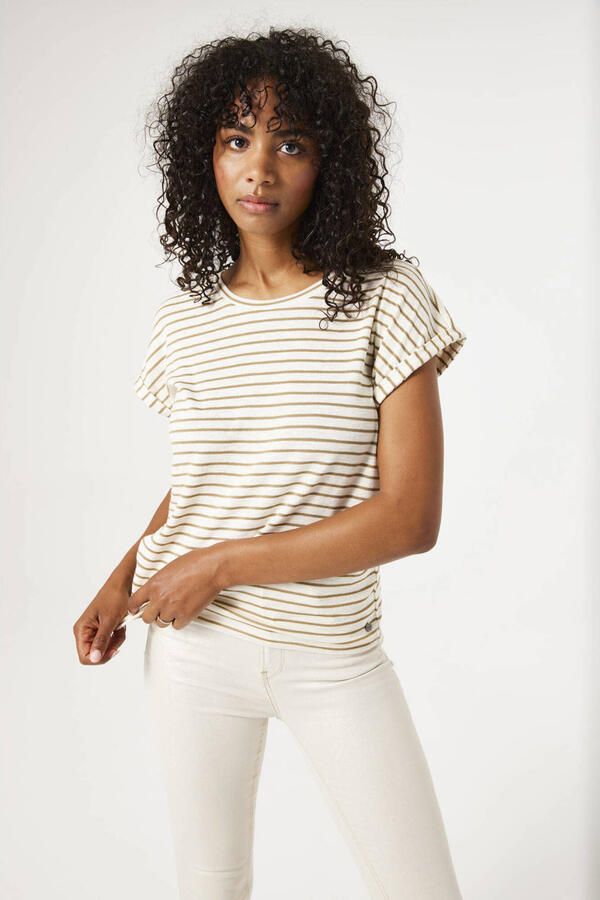 Garcia gestreepte T-shirt camel - Foto 2