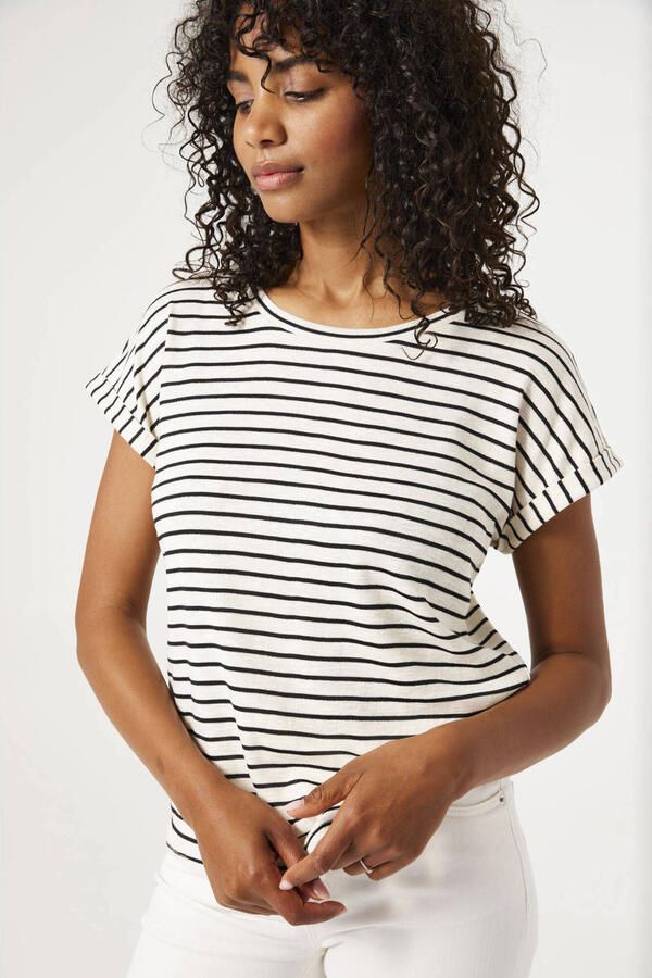 Garcia gestreepte T-shirt zwart met lurex