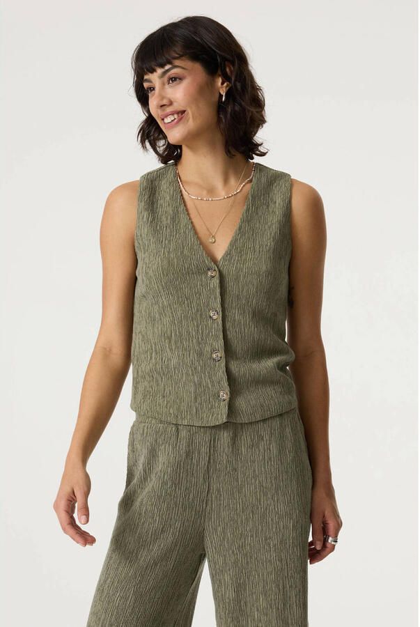 Garcia gilet met textuur olijfgroen