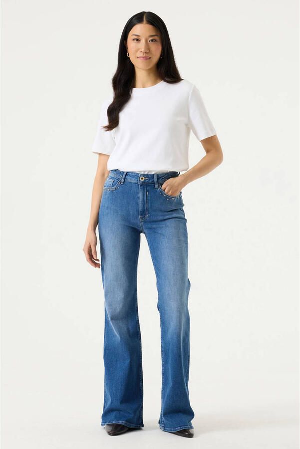 Garcia high waist flared jeans mediumblauw
