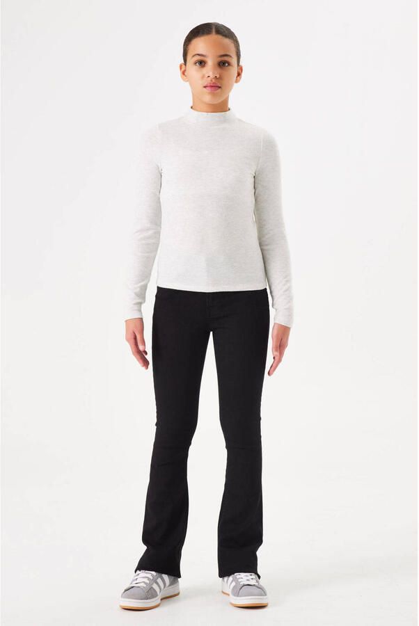 Garcia high waist flared jeans rinsed Zwart Meisjes Stretchdenim Effen 128