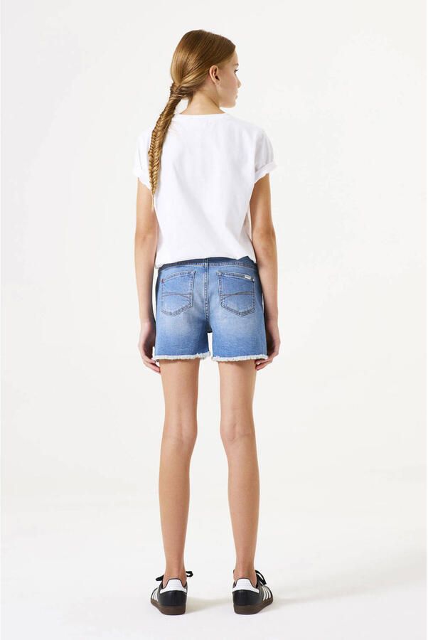 Garcia high waist slim fit denim short Rianna short medium used denim Korte broek Blauw Meisjes Stretchdenim 128