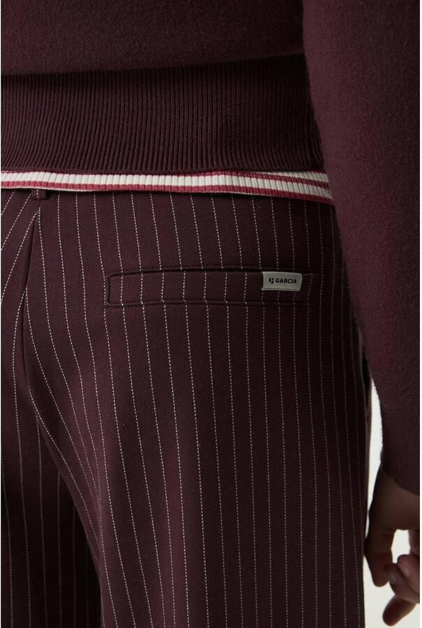 Garcia high waist straight leg casual broek met krijtstreep donkerrood Meisjes Polyester - Foto 2
