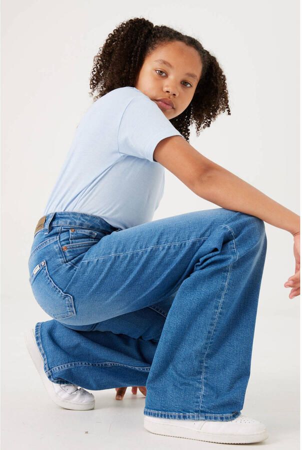 Garcia high waist wide leg jeans Annemay medium used Blauw Meisjes Stretchdenim 128