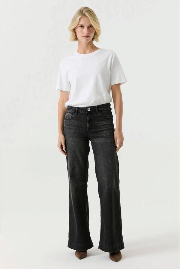 Garcia high waist wide leg jeans black denim - Foto 3