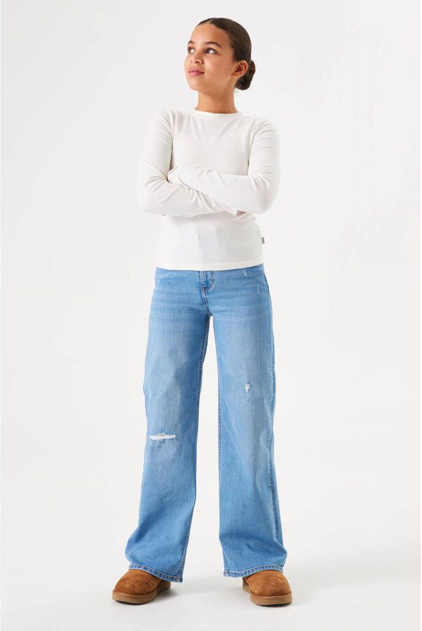 Garcia high waist wide leg jeans medium used Blauw Meisjes Stretchdenim 176