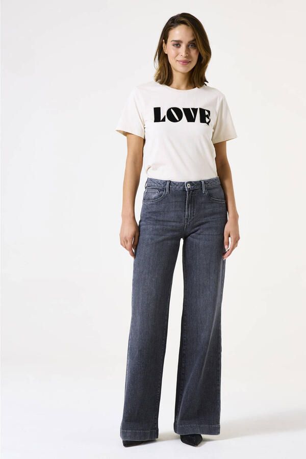 Garcia high waist wide leg jeans grey denim