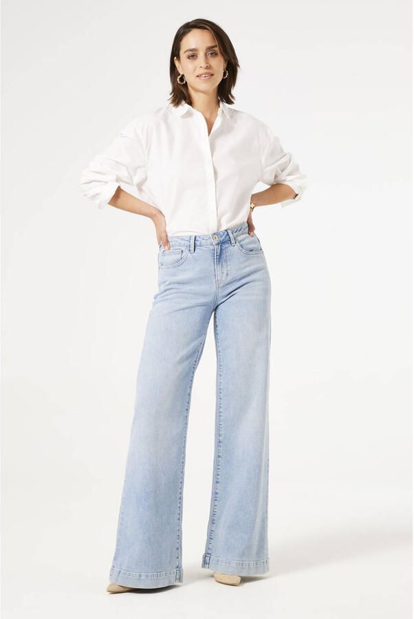 Garcia high waist wide leg jeans light blue denim - Foto 3