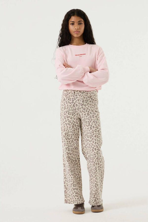 Garcia high waist wide leg jeans met panterprint ecru - Foto 3