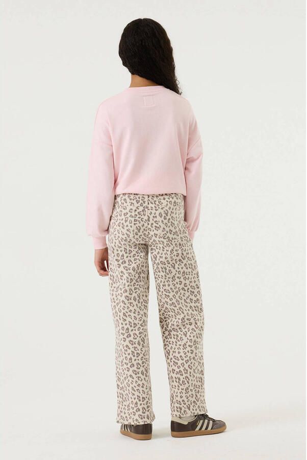 Garcia high waist wide leg jeans met panterprint ecru - Foto 2
