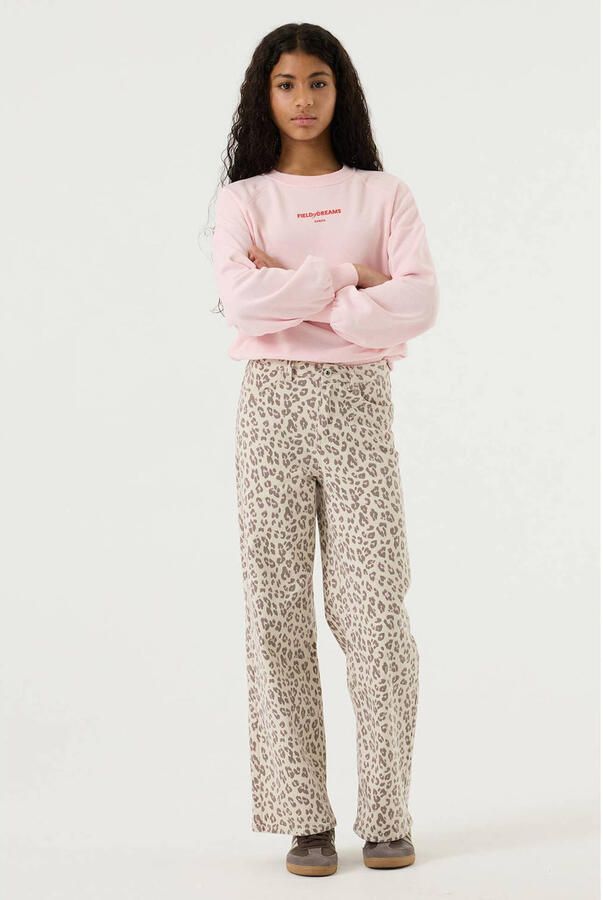 Garcia high waist wide leg jeans met panterprint ecru - Foto 2