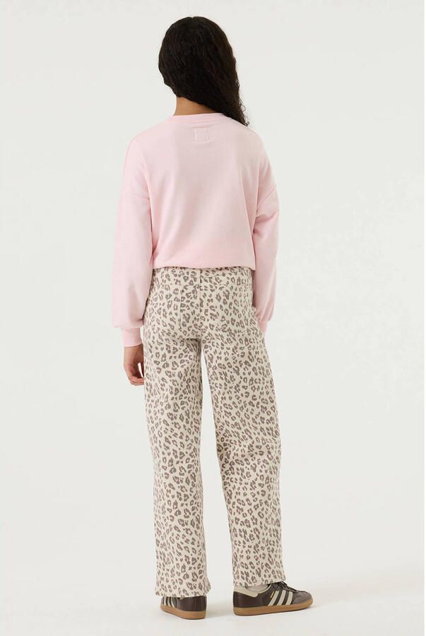 Garcia high waist wide leg jeans met panterprint ecru - Foto 3