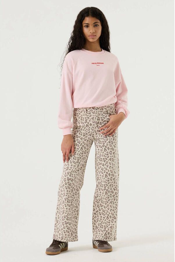 Garcia high waist wide leg jeans met panterprint ecru - Foto 4