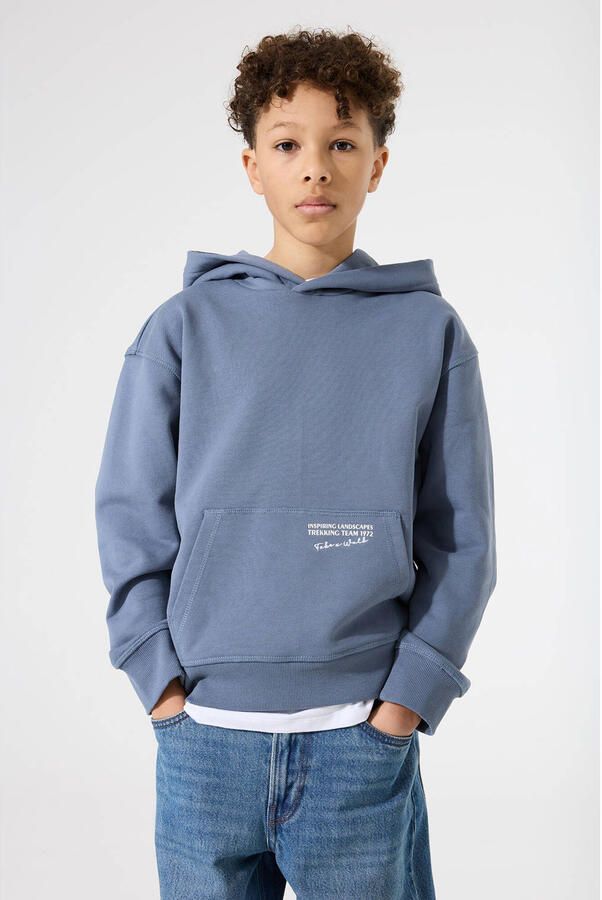 Garcia hoodie met backprint blauw