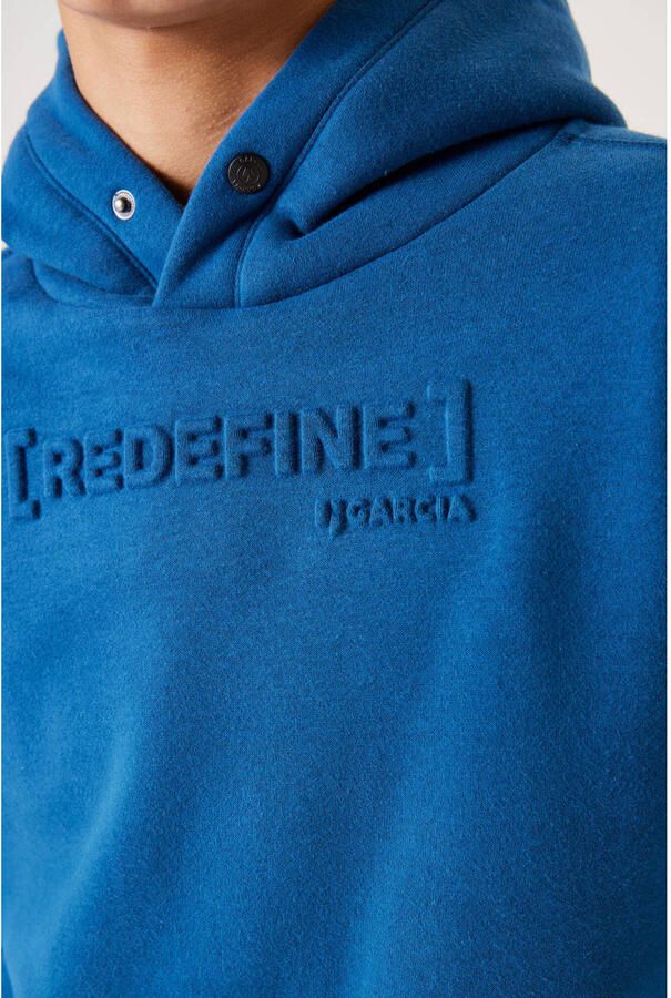 Garcia hoodie met tekst kobalt blauw Sweater Tekst 128 134