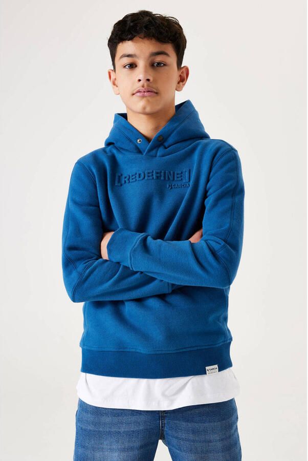 Garcia hoodie met tekst kobalt blauw Sweater Tekst 128 134 - Foto 2