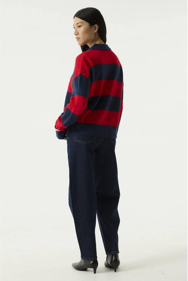 Garcia gestreepte trui met wol donkerblauw rood - Foto 2