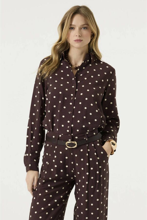 Garcia blouse met stippen bruin