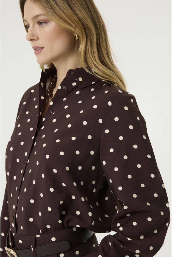 Garcia blouse met stippen bruin - Foto 2