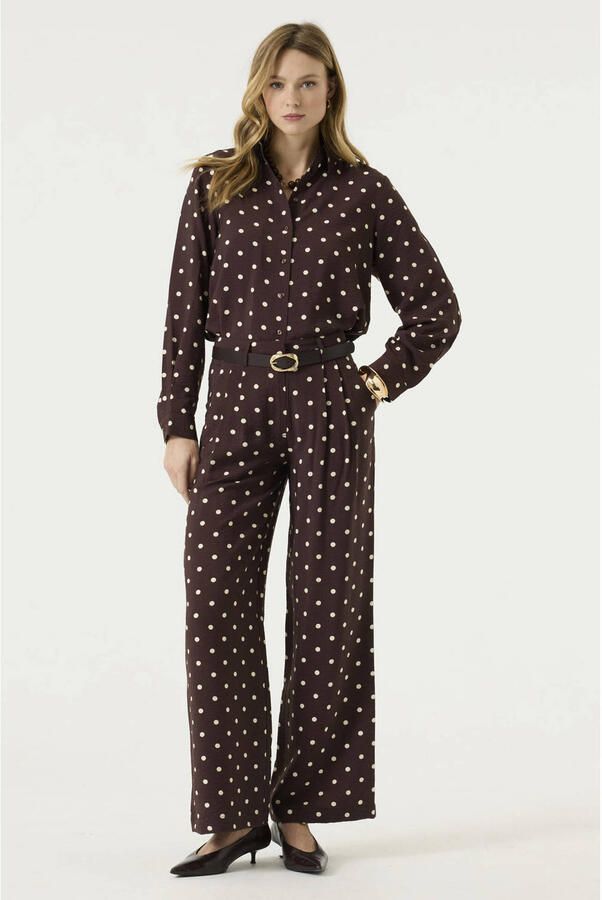 Garcia blouse met stippen bruin - Foto 3