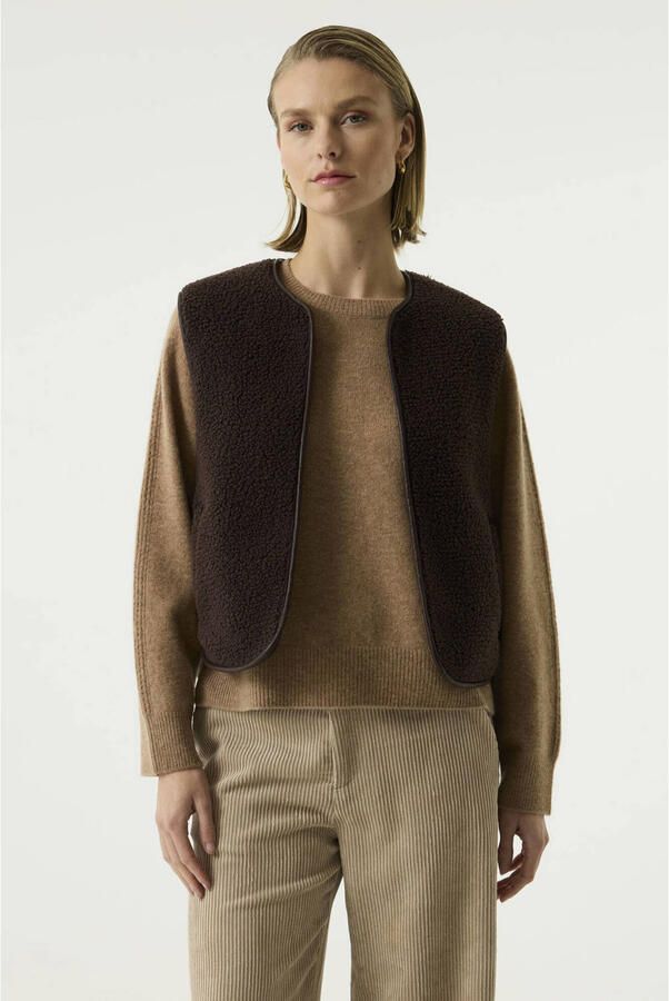 Garcia gilet met panterprint bruin