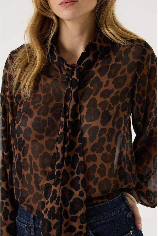Garcia blouse met panterprint bruin - Foto 2