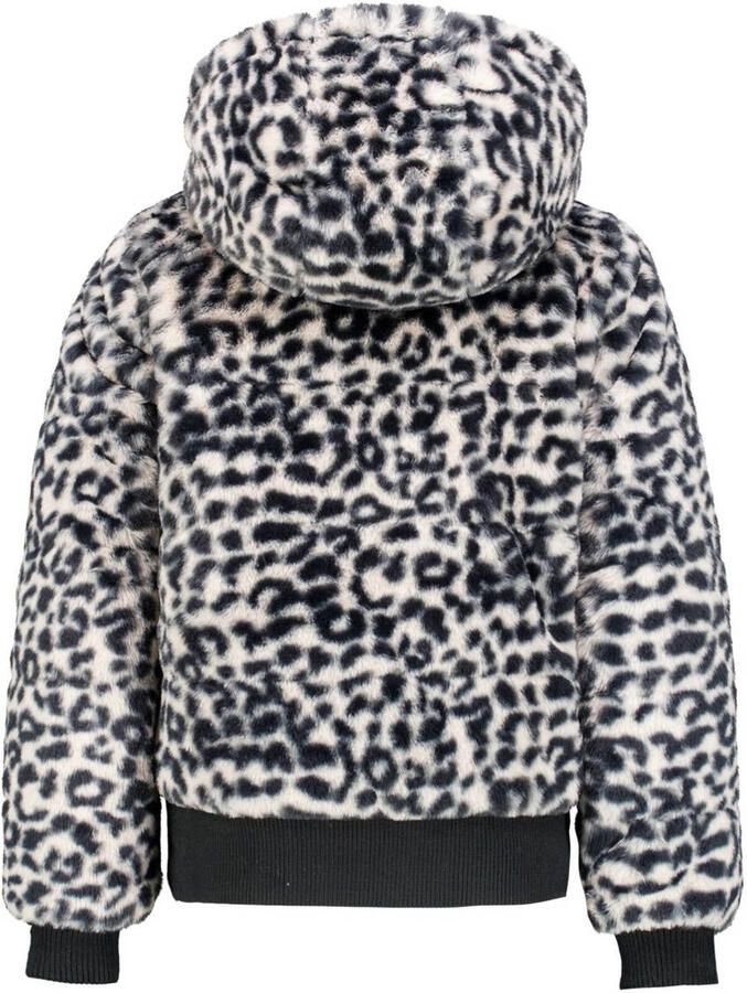 Garcia imitatiebont winterjas met panterprint beige zwart